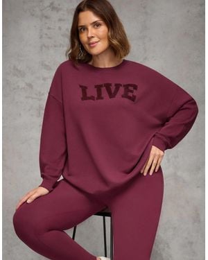 Live Unlimited London Burgundy Oversized Live Sweatshirt - Purple