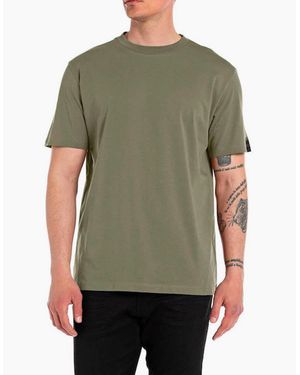 Replay Crew Neck Organic T Shirt Khaki - Green