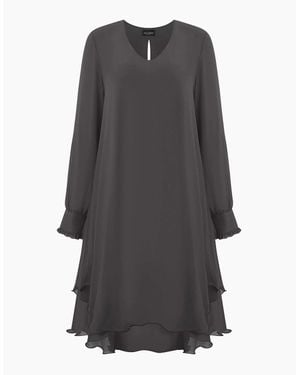 James Lakeland Long Sleeve Charcoal Wave Hem Dress - Grey