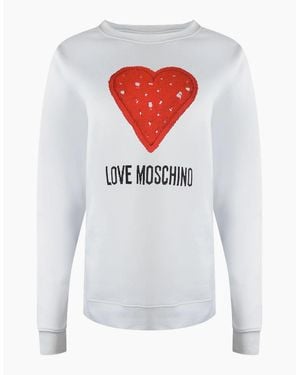 Love Moschino Large Bold Heart Logo Sweatshirt - White
