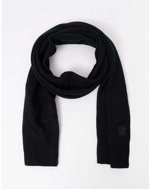 BOSS Boss Akaio R Plain-Knit Scarf With Woven Logo Badge - Black