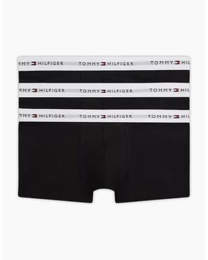 Tommy Hilfiger 3-Pack Signature Cotton Low-Rise Boxer Trunks - Black