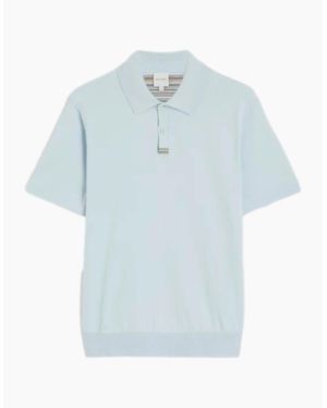 Paul Smith Knitted Stripe Placket Polo 40 Lt - Blue