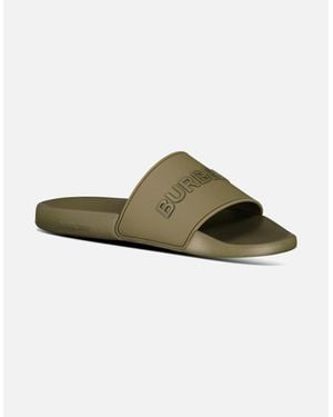 Burberry Logo Tech Furley Sliders Dark - Green