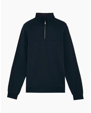 Lyle & Scott Eagle Zip Neck Long Sleeve Sweatshirt - Blue