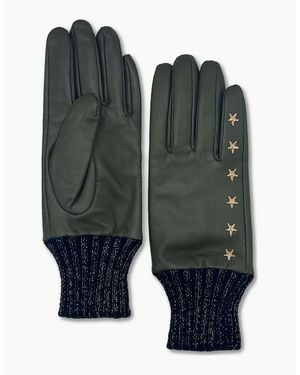 Nooki Design Elvis Star Embroidered Leather Glove-Khaki - Green