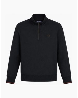 Fred Perry Half Zip Sweatshirt/Brandy/Rich - Blue