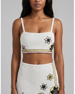 Oceanus Mei Flattering Summer Luxe Co-Ord Top - White