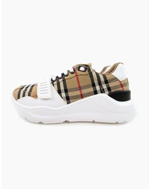 Burberry Vintage Check Suede And Leather Trainers Archive - White