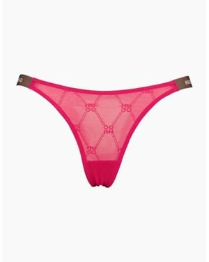 BOSS Sporty Logo Lace G-String, Bright - Pink