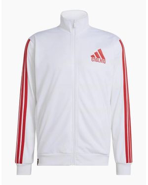 adidas Text Graphic Funnel Neck Long Sleeve Athletic Sweatshirt - White