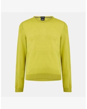 BOSS Leno Knit Jumper, Soft Virgin Wool - Yellow