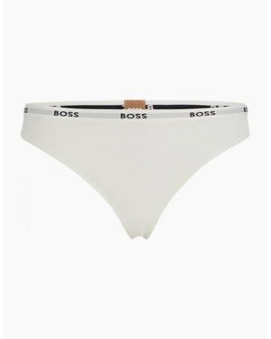 BOSS Logo Waistband Thong - White
