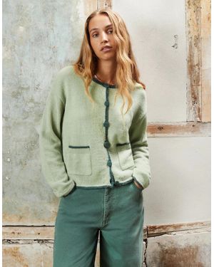 Ro&zo Contrast-Stitch Knit Cardigan With Wool And Alpaca - Green