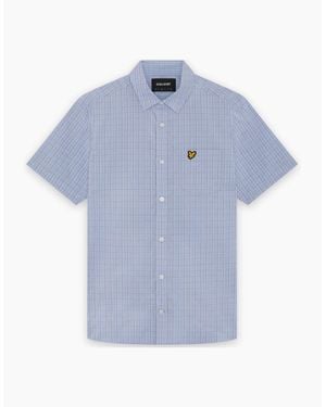 Lyle & Scott Lyle & Scott Short Sleeve Grid Check Shirt Chalk - Blue