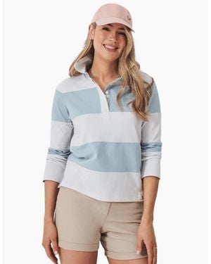 Crew Longsleeve Stripe Rugby T-Shirt - Blue