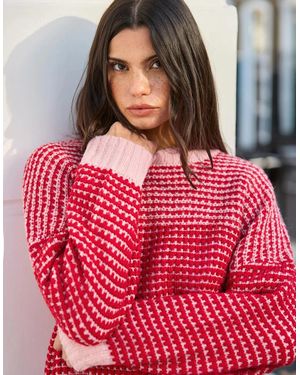 Ro&zo Contrast Stitch Knit Jumper With Alpaca - Red