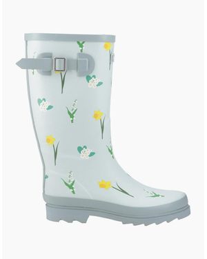 Cotswold Wildflower Wellington Boots Mint - Blue