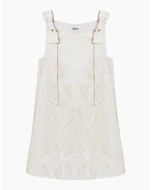 Ro&zo Heidi Jacquard Bow Detail Mini Dress - White