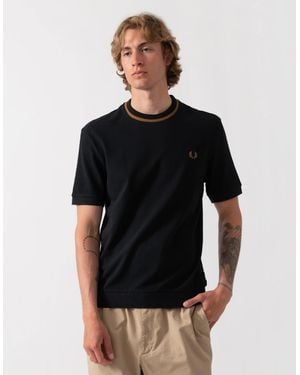 Fred Perry Crew Neck Pique T-Shirt - Black