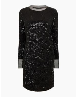 BOSS Edegra All Over Sequinned Design Dress - Black