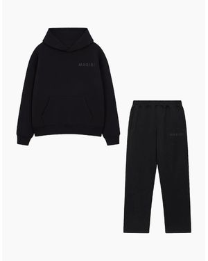 Magrit Core Puff Printed Hoodie & Joggers Tracksuit - Black