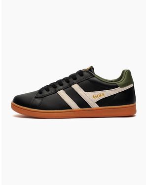 Gola Classics Equipe Ii Leather Trainers Off Khaki - Black
