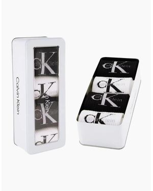 Calvin Klein 4-Pack Ck Jeans Logo Sports Socks Gift Tin - Black