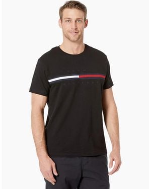 Tommy Hilfiger T Shirts Crew Neck Signature Stripe - Black