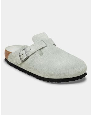 Birkenstock Boston Tonal Footbed Suede Leather Clogs - White
