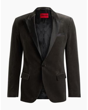 BOSS Regular Fit Solid Patterned Blazer - Black