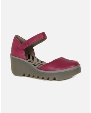Fly London Biso Wedge Mary Jane Shoes - Pink