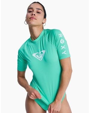 Roxy Whole Hearted Upf 50 Short Sleeve Rash Vest - Green