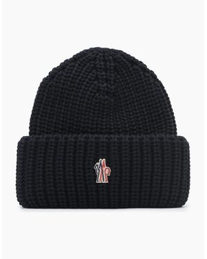 Moncler Knitted Fold Beanie Hat - Blue