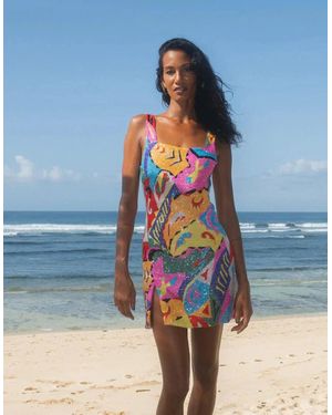 Oceanus Boston Vibrant Hand-Beaded Dress - Multicolour