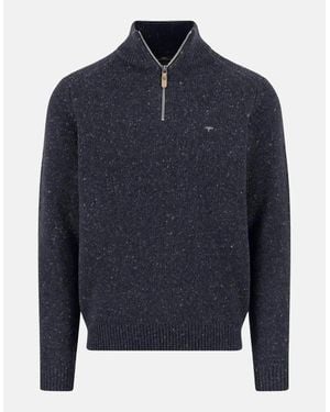 Fynch-Hatton Donegal Wool 1/4 Zip Knit - Blue