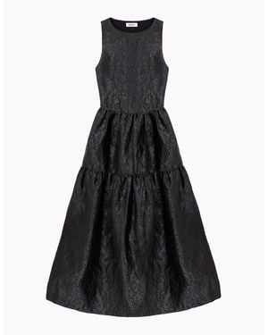 Ro&zo Georgie Tiered Jacquard Dress - Black