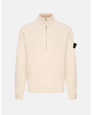 Stone Island I/4 Zip 6100068 Sweatshirt - Natural