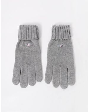 GANT Cotton Blend Logo Gloves - Grey