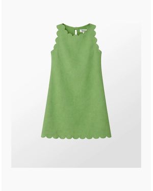 Ro&zo Scallop Edge Mini Dress With Linen - Green