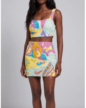 Oceanus South Beach Azure Beaded Mini Skirt Multi Colour - Orange