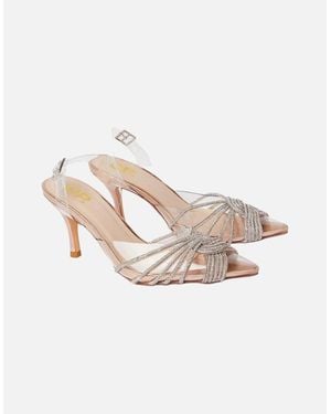 Dorothy Perkins Ladies Brooke Crystal Sling Back Court Shoes - Natural