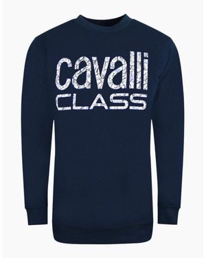 Roberto Cavalli Cavalli Class Bold Floral Design Sweatshirt - Blue