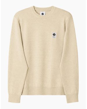 Pretty Green Merino Blend Crew Neck Jumper Stone - Natural