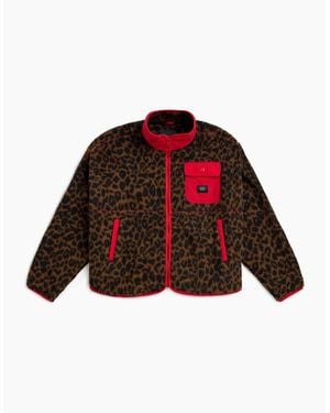 Vans High Pile Animal Print Full Zip Fleece - Red