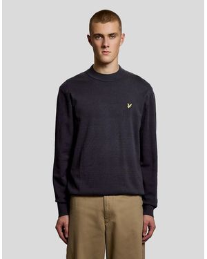 Lyle & Scott Relaxed Fit Mock Neck Jumper - Blue