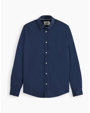 Scotch & Soda Cotton Poplin Stretch Ls Shirt - Blue