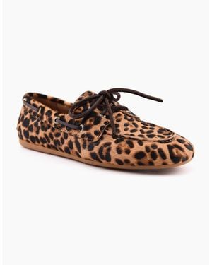 Sperry Top-Sider Sperry Slimboat Leather Leopard Standard Boat Shoes - Brown