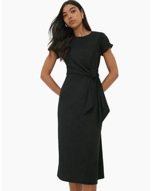 Dorothy Perkins Ladies Tie Detail Short-Sleeved Midi Dress - Black