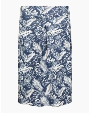 Mountain Warehouse Ladies Waterfront Tropical Leaves Jersey Midi Skirt - Blue